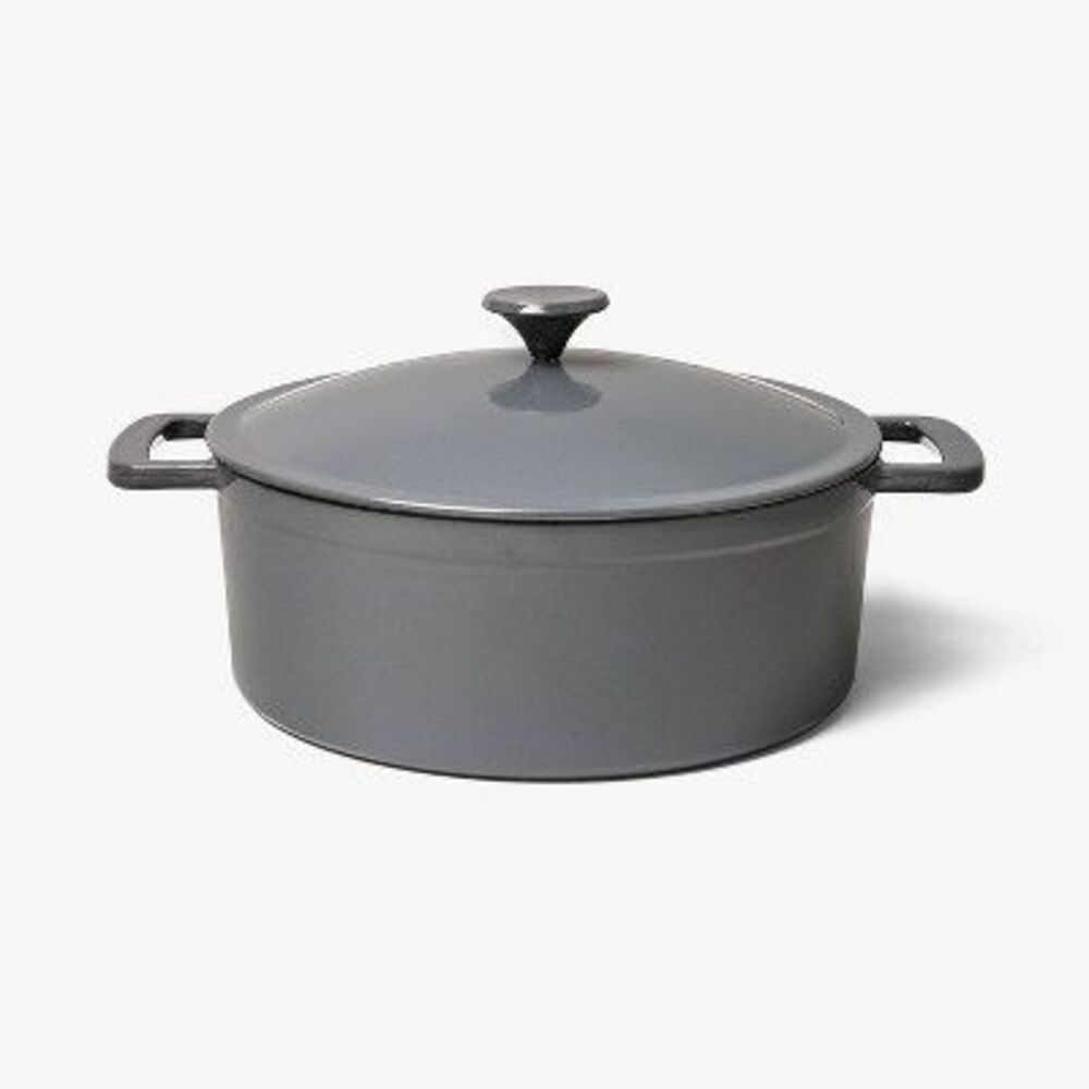 Open Box - Figmint - 5.5qt Enamel Dutch Oven Stock Pot Gray Eclipse - F Gray